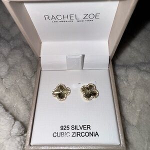 Rachel Zoe Gold and Silver Clover Earrings